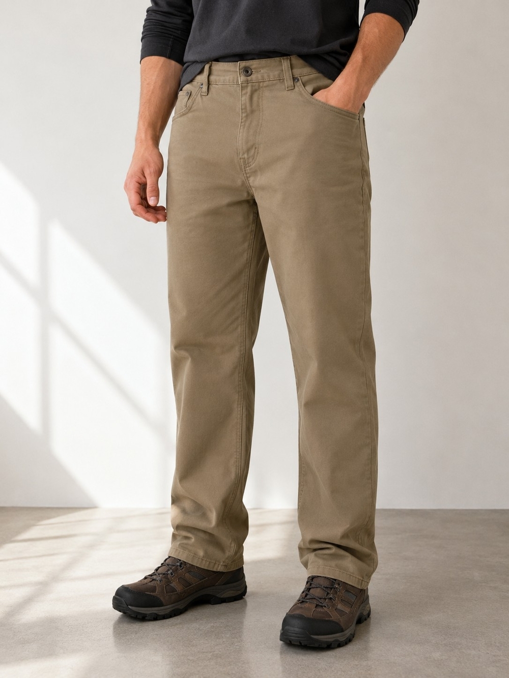Eddie Bauer Flex Mountain Jeans Mens 36x34 Classic Fit Straight Leg Khaki Stretc